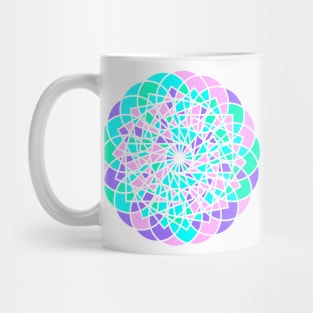 Geometric repeated elements in digital mandala in random bright neon colors Mug